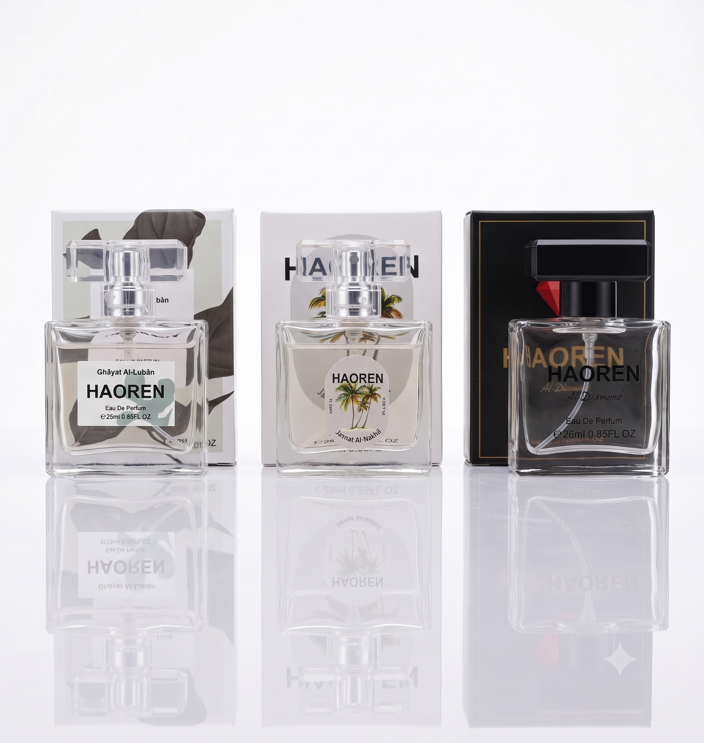 Little Luxuries Set – Jannat Al-Nakhil, Ghayat Al Luban & Al-Diamond Eau de Parfum Trio, 3x25ml Unisex Pocket Perfumes, Tropical Citrus, Oriental Floral & Woody Musk, Travel-Size Gift Set