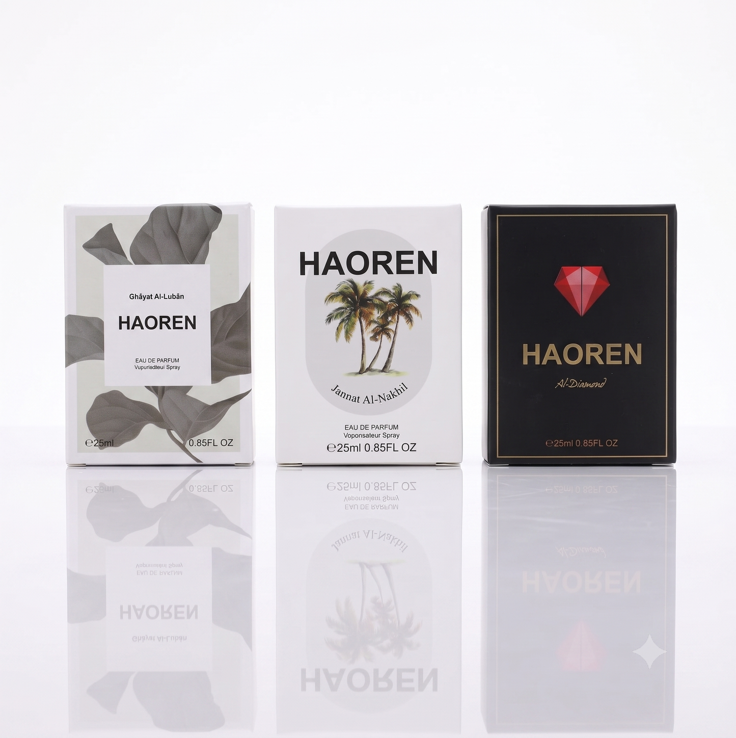 Little Luxuries Set – Jannat Al-Nakhil, Ghayat Al Luban & Al-Diamond Eau de Parfum Trio, 3x25ml Unisex Pocket Perfumes, Tropical Citrus, Oriental Floral & Woody Musk, Travel-Size Gift Set
