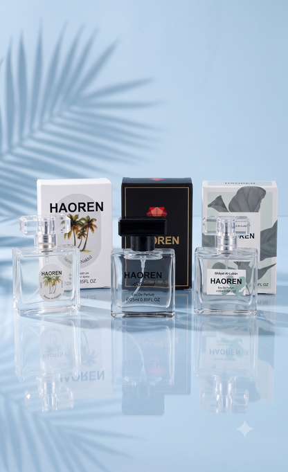 Little Luxuries Set – Jannat Al-Nakhil, Ghayat Al Luban & Al-Diamond Eau de Parfum Trio, 3x25ml Unisex Pocket Perfumes, Tropical Citrus, Oriental Floral & Woody Musk, Travel-Size Gift Set